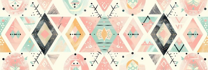 Aztec pattern with a soft pastel palette