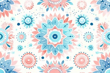 Fototapeta premium Aztecinspired pattern with a soft pastel color scheme of light blue