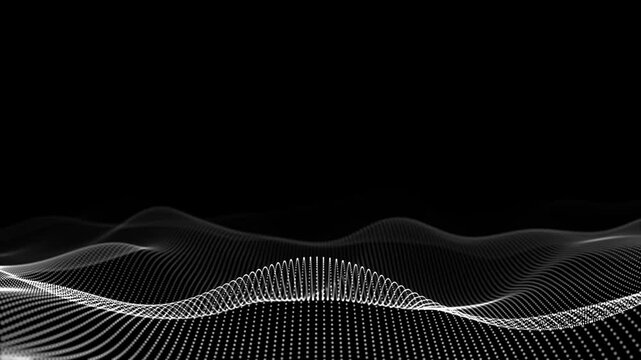 Abstract and technology dots white wave background loop . Dot pattern with halftone effect. abstract wave technology background with black color digital Dot background animation. 4k, 60fps,