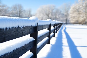Snow-covered fence