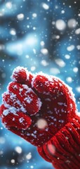 Warm mittens in snow