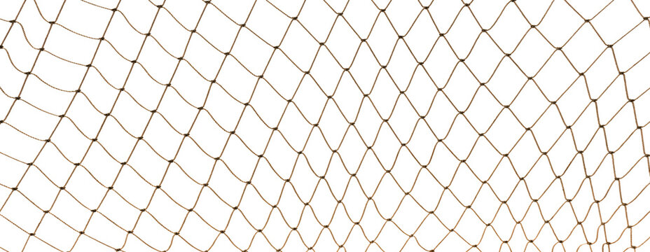 Football or tennis net. Rope mesh on a white background close-up