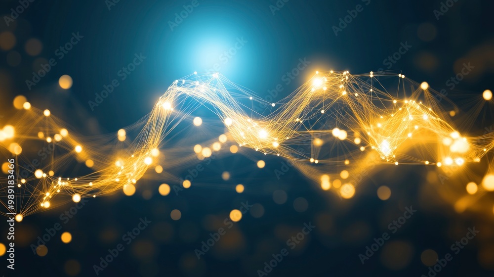 Aufkleber a quantum internet network visualized as glowing entangled particles, spanning across a digital land