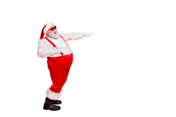 Side profile photo of loudly laughing optimistic cheerful rejoicing modern trendy in headwear cap glad overjoyed ecstatic grandfather playing prank showing sign to sale copyspace isolated background