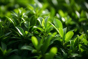 Fototapeta premium Vibrant Green Bush Close Up Top View
