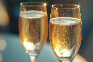 champagne in glasses, creating a warm and celebratory atmosphere