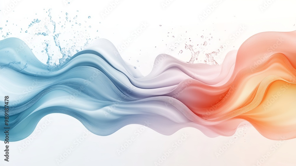 Aufkleber abstract waves of blue and orange fluid shapes gracefully flowing, creating a dynamic and vibrant vi