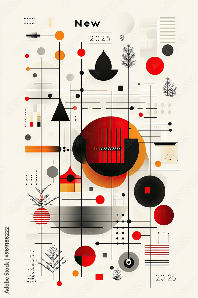 Poster a vibrant abstract design showcases bold colors and geometric shapes to symbolize new beginnings in 