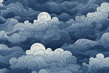 Japanese Indigo Cloud Pattern Seamless