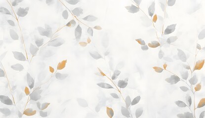 Delicate Gray & Gold Leaf Pattern on Stone