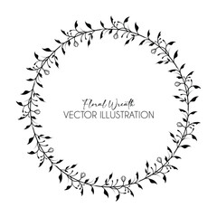 Fototapeta premium Floral wreath with floral frame design for card or invite, hand drawn greenery