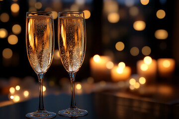 champagne in glasses, creating a warm and celebratory atmosphere