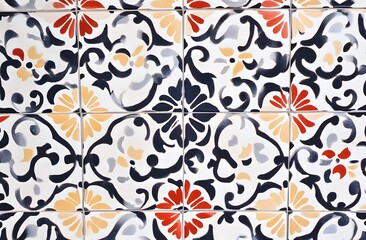 Fototapeta premium Spanish Tile Pattern with Intricate Floral Designs