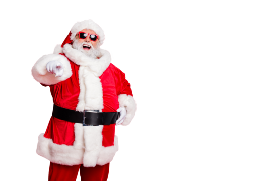 Portrait of his he cheerful cheery fat overweight plump gray-haired bearded man mocking making fool humorous hilarious jokes win winner isolated over bright vivid shine red background
