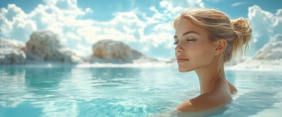 Woman Relaxing in Tranquil