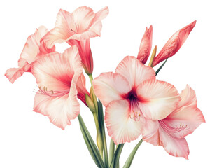 Naklejka premium Beautiful pink gladiolus flowers on a white isolated background. transparent background