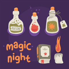 Halloween greeting card. Magic night