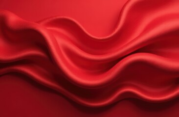 Obraz premium red satin or silk fabric as background. Drapery. Curtain. Fabric material. Soft folds. Wave stripe line. Empty space. Design. Template.