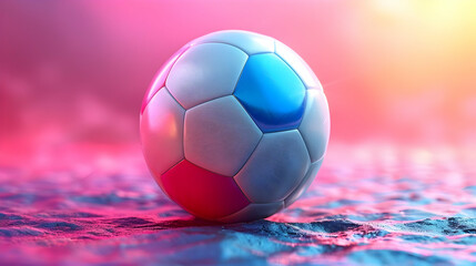 Naklejka premium 3D Rendered Soccer Ball on Neon Gradient Background