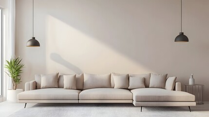 Inviting and Stylish Contemporary Living Area with Plush L Shaped Sectional Sofa Muted Color Palette with Subtle Accents Clean Lines and a Minimalist Aesthetic