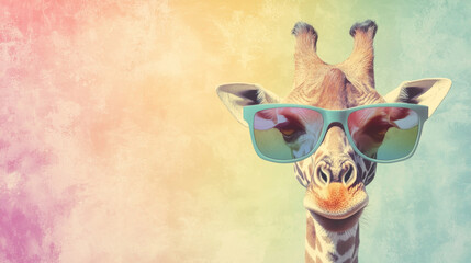 Cool giraffe wearing sunglasses.