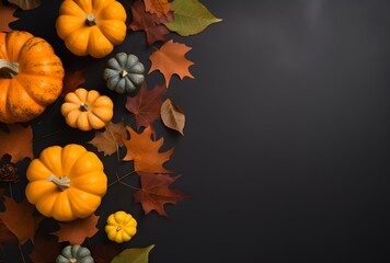Autumn Pumpkin & Leaves Background for Fall
