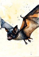 Bat Flying Around Watercolor Painting Painting Art