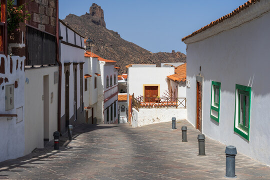 The street of the picturesque village of Tejeda, founded in the 15th century, is located in the center of the island. Gran Canaria. Canary Islands. Spain.