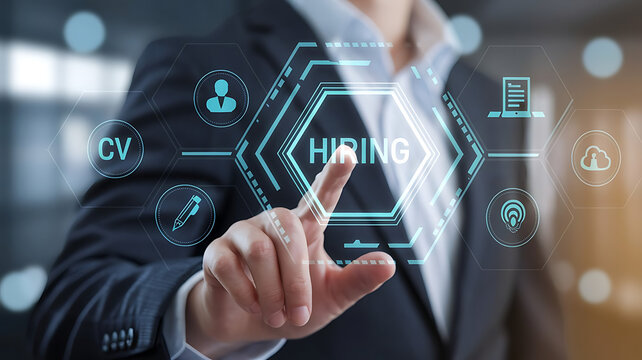 person pushing a hiring button, we are hiring, job opportuinty, job recruitment, HR, join our team