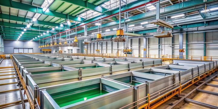 Chemical baths for metal anodizing and galvanizing in a large production facility