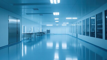 Obraz premium cleanroom in a research facility, focusing on extreme cleanliness and contamination control