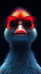 A cute duckling with red sunglasses