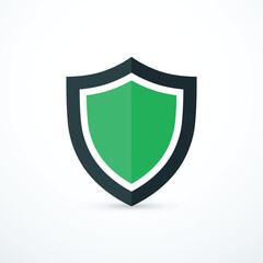 Green shield icon. Vector illustration
