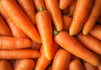 Fresh Orange Carrots Pile Top View