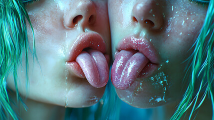 Obraz premium Woman sticking out her tongues