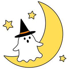 ハロウィンのおばけと月