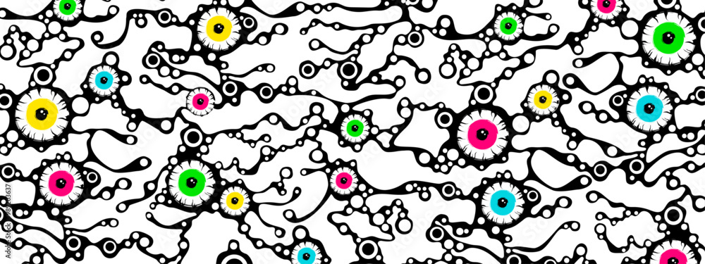 Poster abstract background frame for halloween. the pattern is a chaotic spider. a tangle of lines and dots