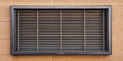 Black metal ventilation grille on building facade