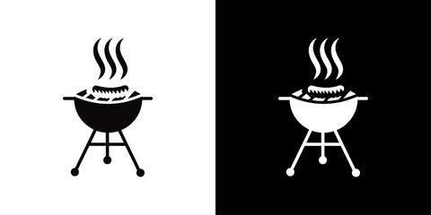 Barbecue grill icon Isolated flat vector in outline