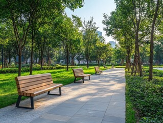 Fototapeta premium outdoor park area free of litter and clutter, showcasing cleanliness and the care of public spaces