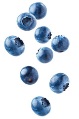 Falling blueberry, isolated on white background, clipping path, full depth of field