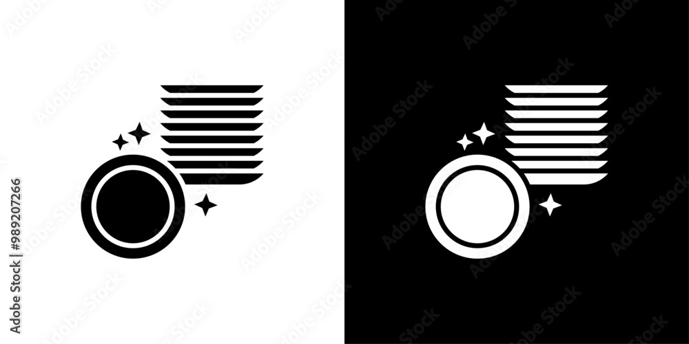 Poster clean stack plates icon isolated flat vector in outline