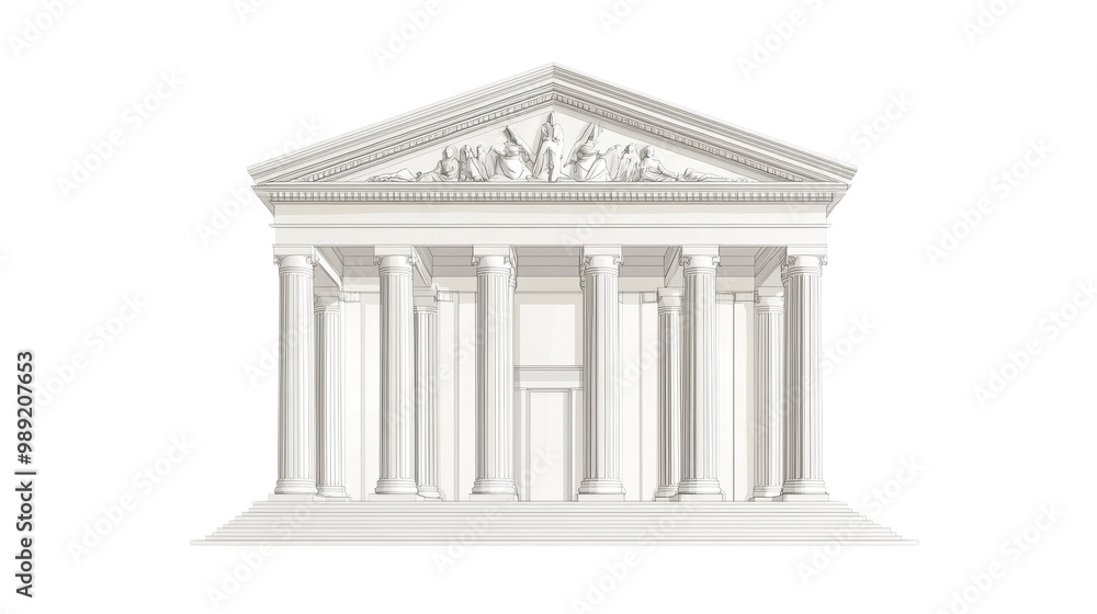 Poster classic architectural structure, white isolate background transparent background