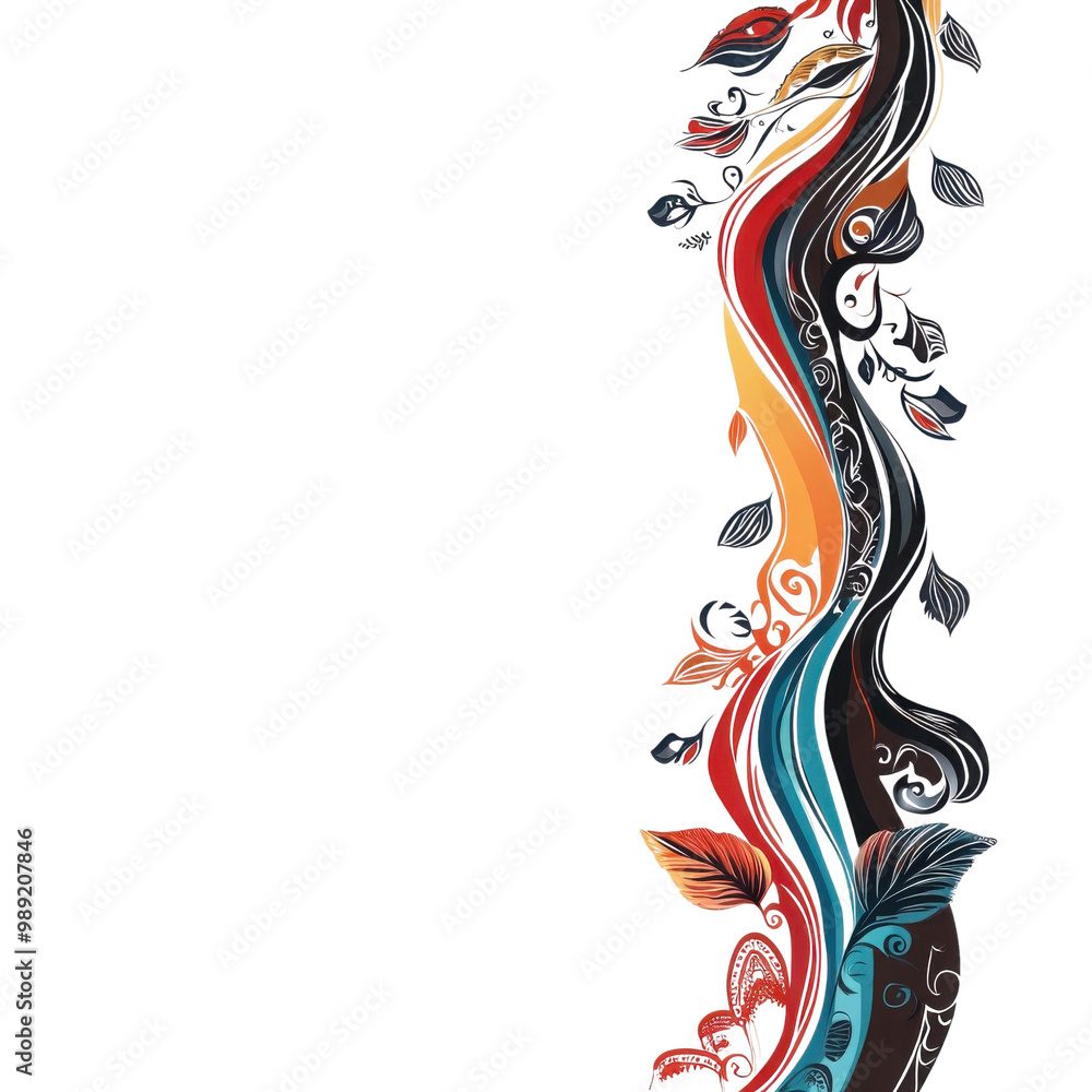 Poster colorful abstract design with flowing shapes. transparent background