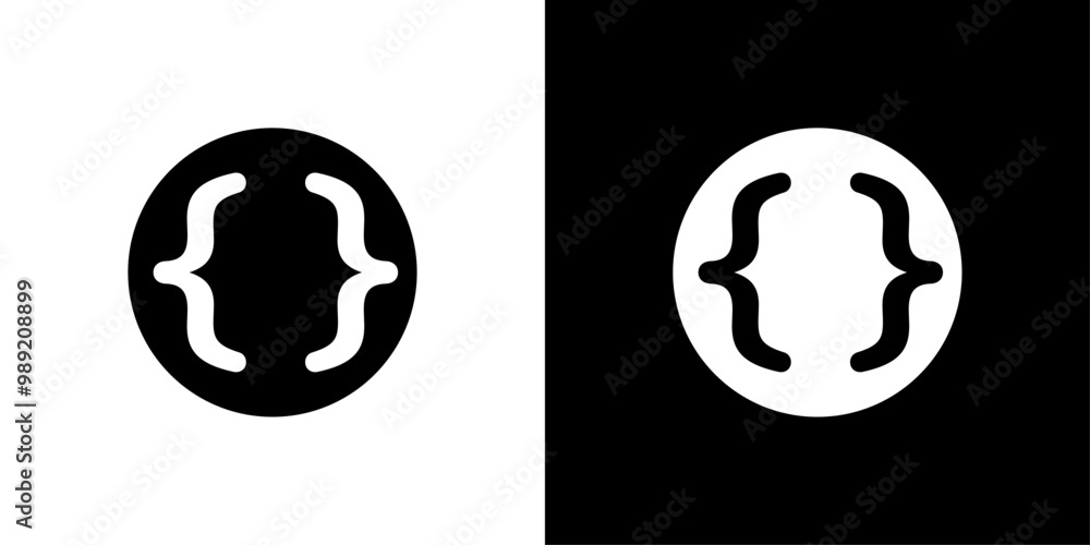 Poster font brackets icon isolated flat vector in outline