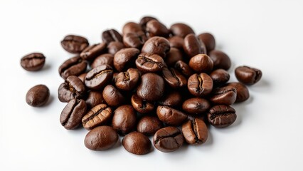 Fototapeta premium Fresh Coffee Beans: Hyper-Realistic Image with Glossy, Smooth Surfaces and Natural Imperfections.