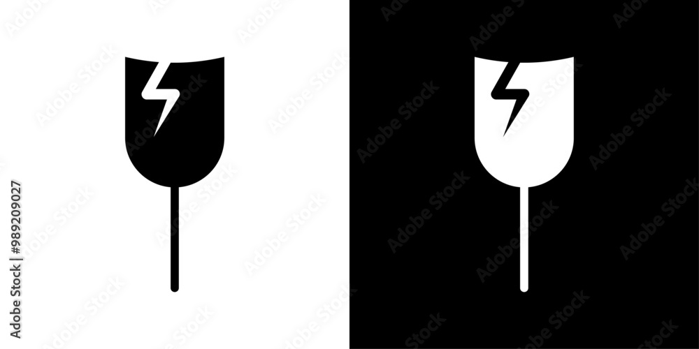 Poster fragile package icon isolated flat vector in outline