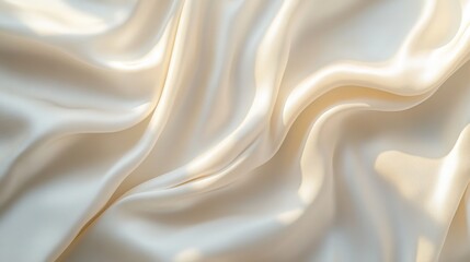 Fototapeta premium Elegant white satin fabric with soft drapes and gentle waves under diffused light, creating a luxurious and calming texture.