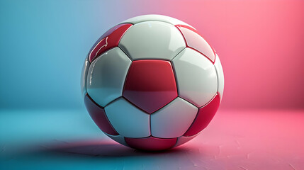 Fototapeta premium Red and White Soccer Ball 3D Rendering
