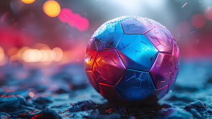 Naklejka premium Abstract 3D Sphere with Blue and Pink Geometric Patterns in Water